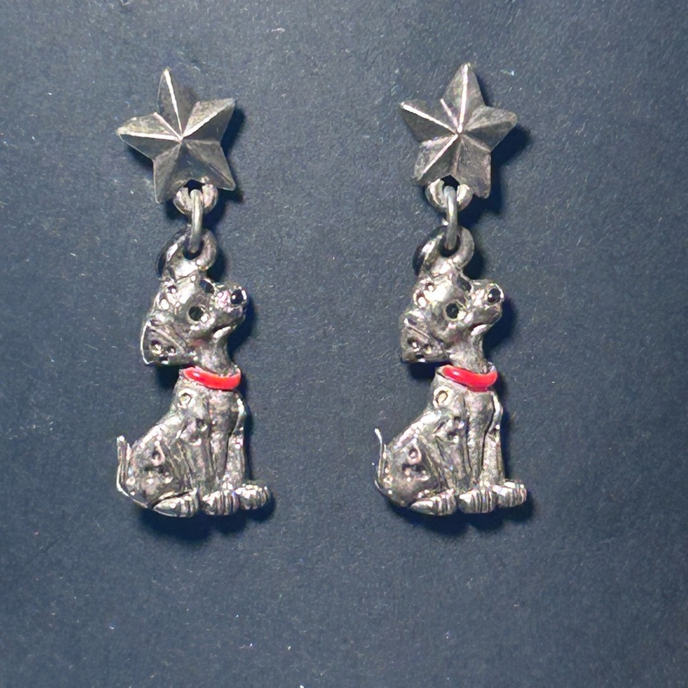 Vintage 90s 101 Dalmatian’s Dog Earrings with Red Accents
